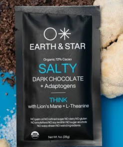 2 salzige Zartbitterschokoladenriegel mit funktionellen Pilzextrakten